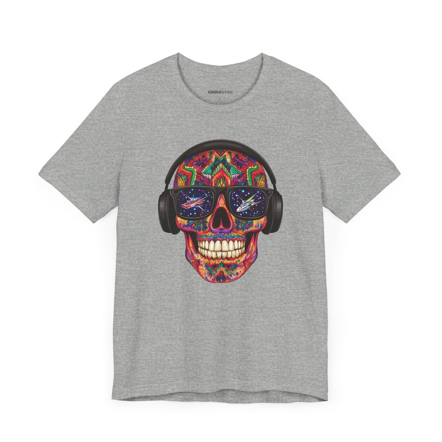 Galactic Aztec Spaceship Sugar Skull Unisex T-Shirt by CholoNerd