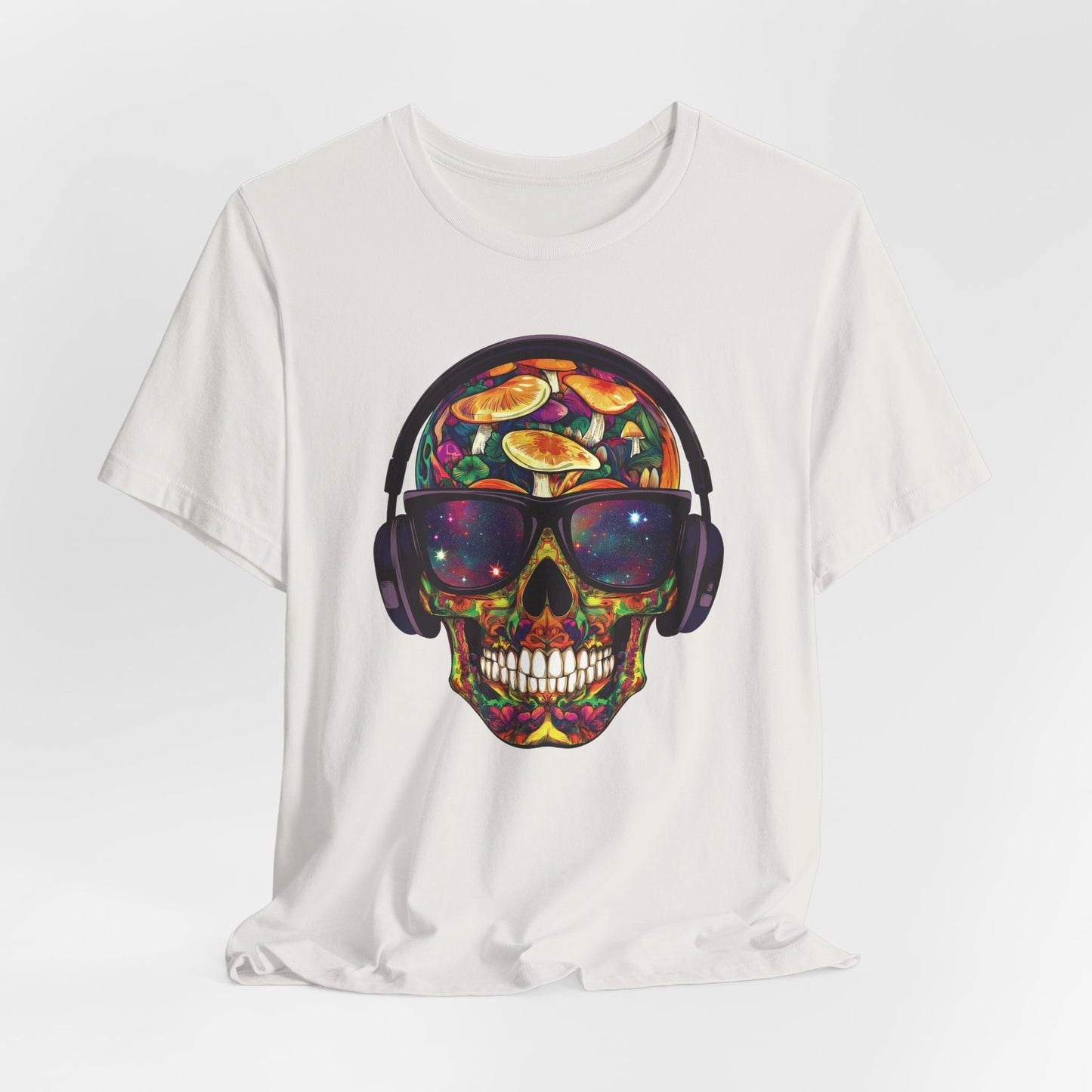 Galactic Mushroom Trip Sugar Skull Unisex T-Shirt by CholoNerd