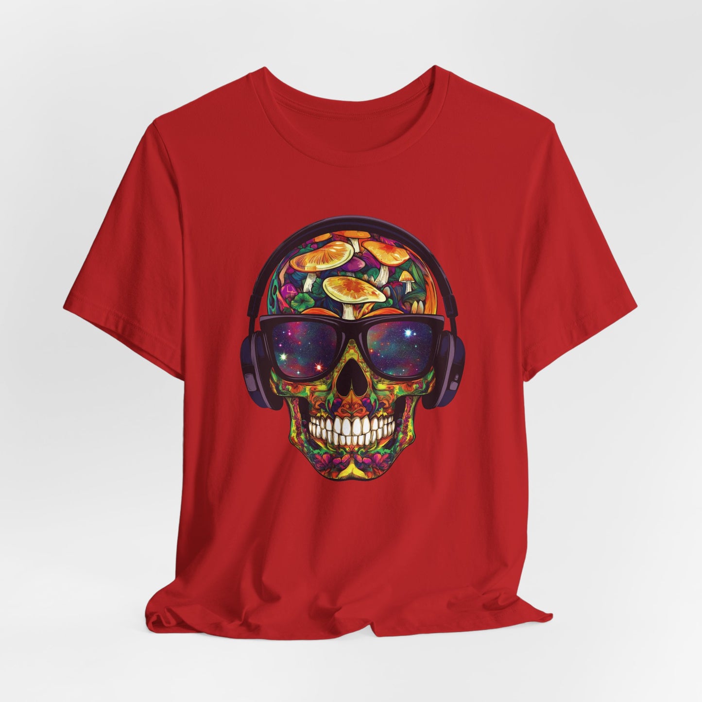 Galactic Mushroom Trip Sugar Skull Unisex T-Shirt by CholoNerd