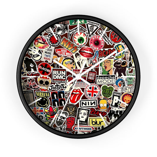 CholoNerd | Sticker Bomb Music Wall Clock | Graffiti Wall Art