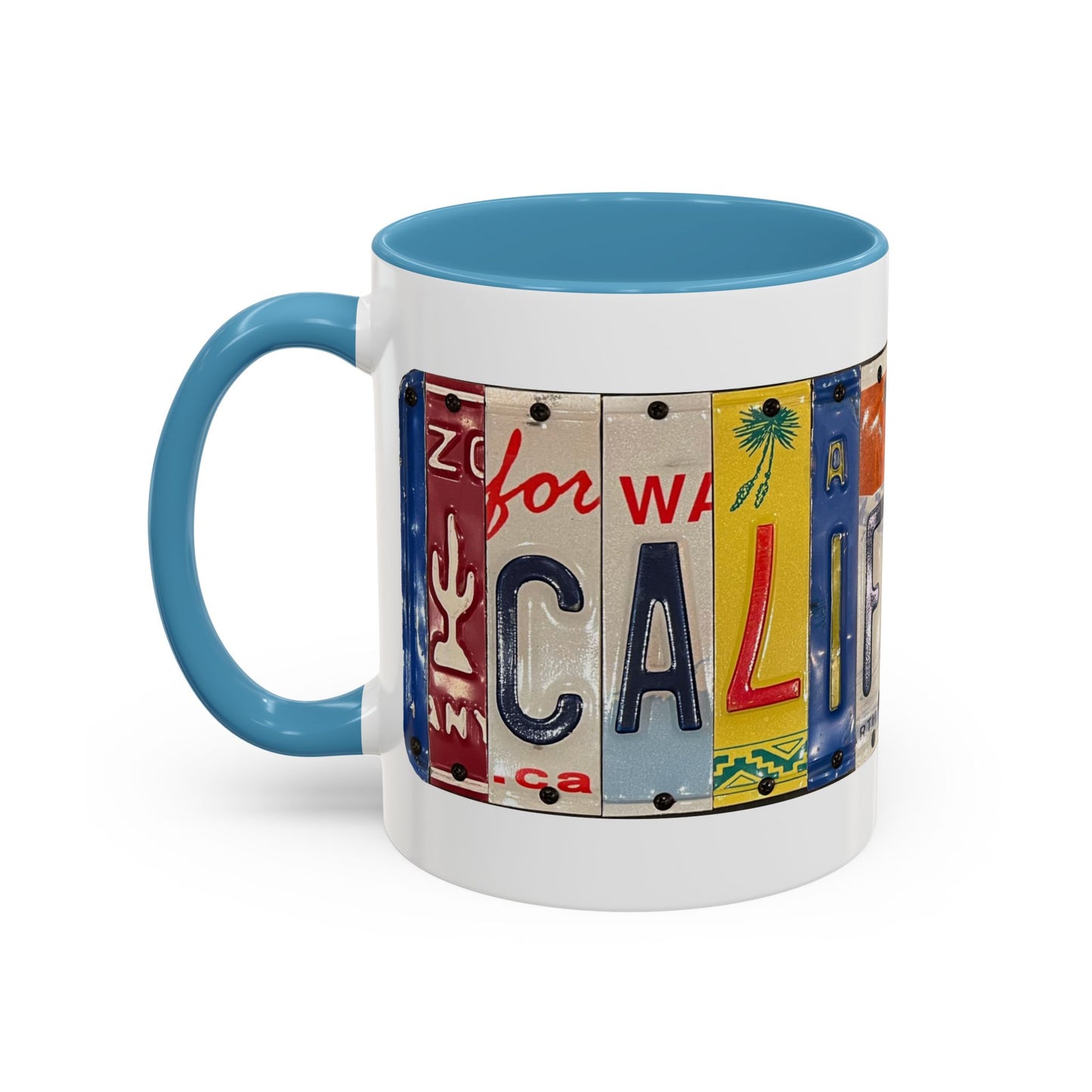 California Vintage License Plate Wrap-around Pacific Coast Blue Accent Coffee Mug (11, 15oz)