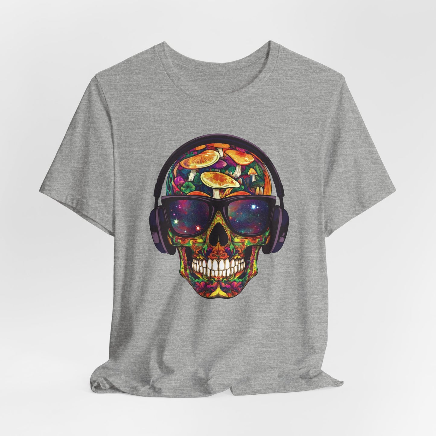 Galactic Mushroom Trip Sugar Skull Unisex T-Shirt by CholoNerd