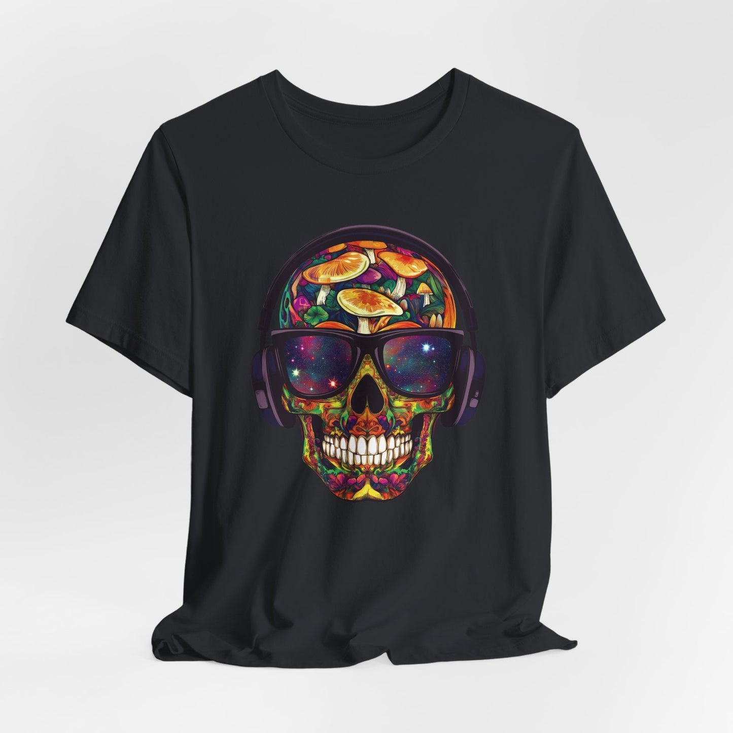 Galactic Mushroom Trip Sugar Skull Unisex T-Shirt by CholoNerd