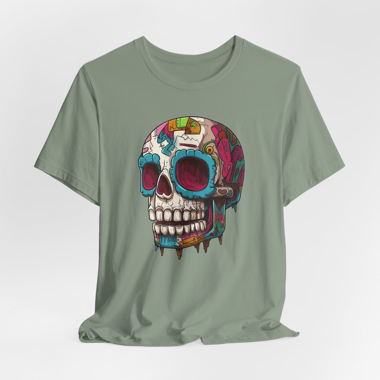 Graffiti Drip Sugar Skull Unisex T-Shirt by CholoNerd