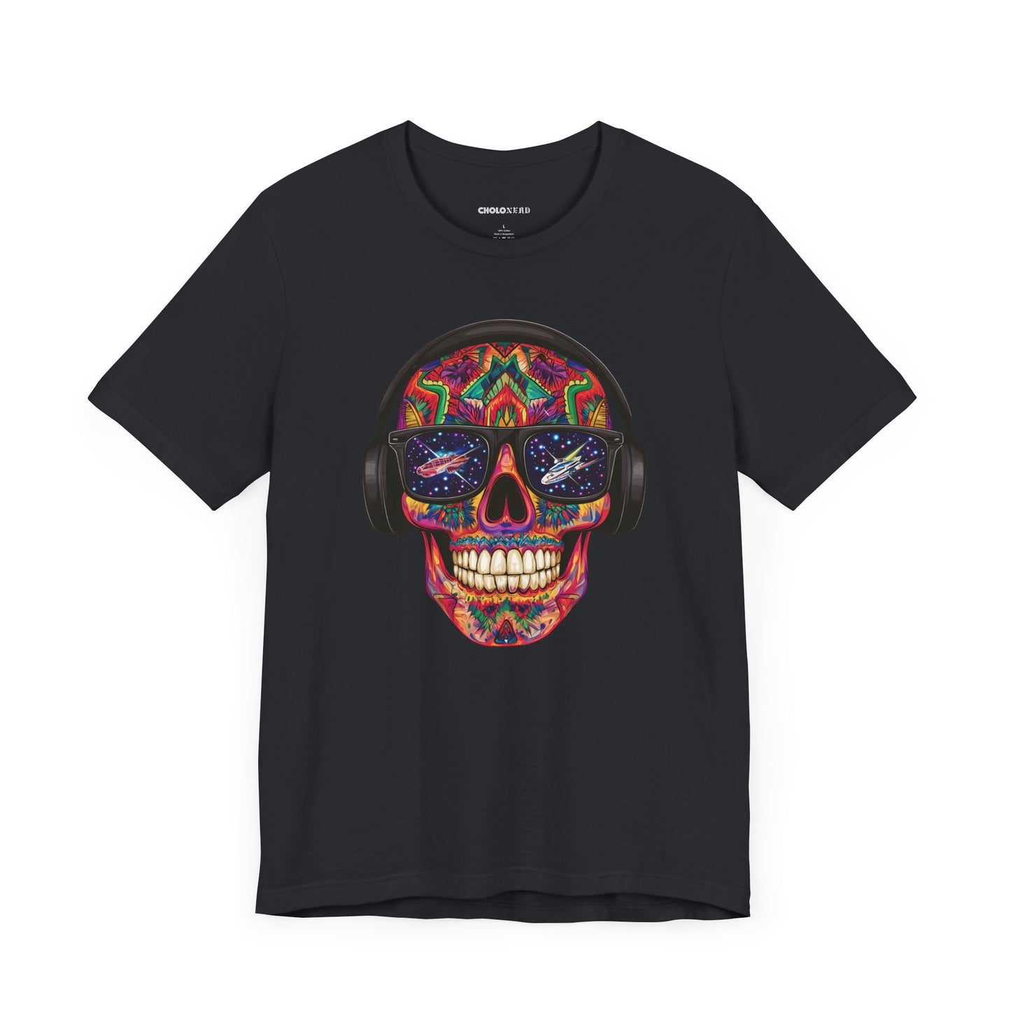 Galactic Aztec Spaceship Sugar Skull Unisex T-Shirt by CholoNerd