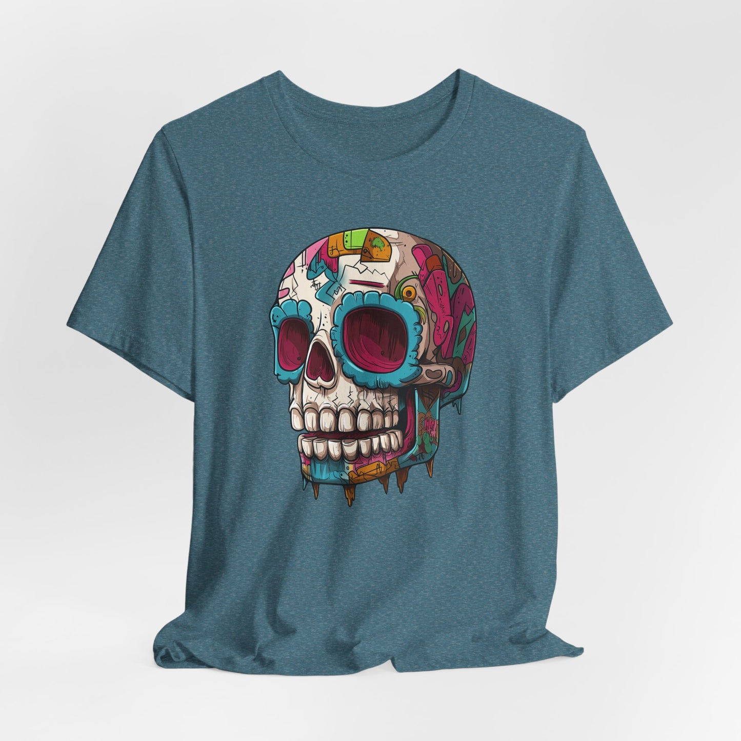 Graffiti Drip Sugar Skull Unisex T-Shirt by CholoNerd