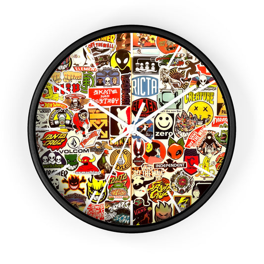 CholoNerd | Sticker Bomb Skater Wall Clock | Graffiti Wall Art