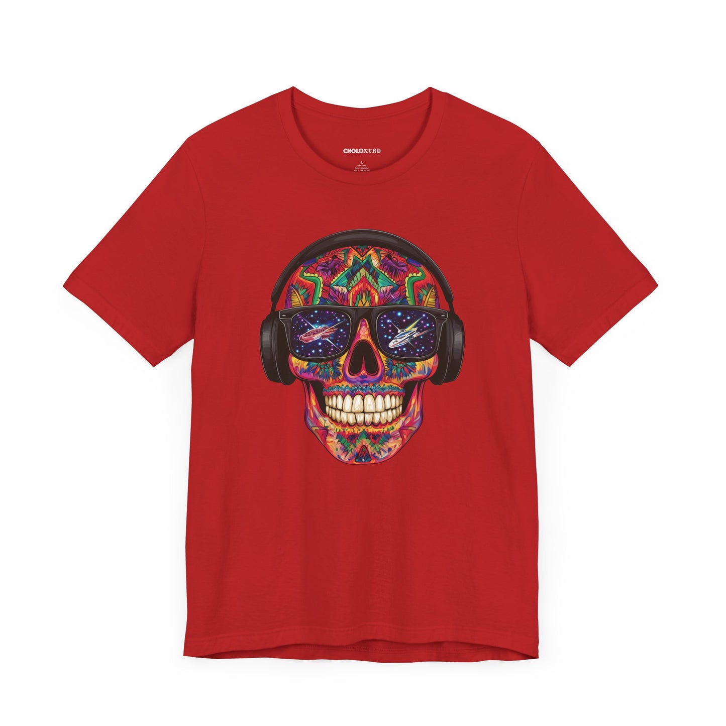 Galactic Aztec Spaceship Sugar Skull Unisex T-Shirt by CholoNerd