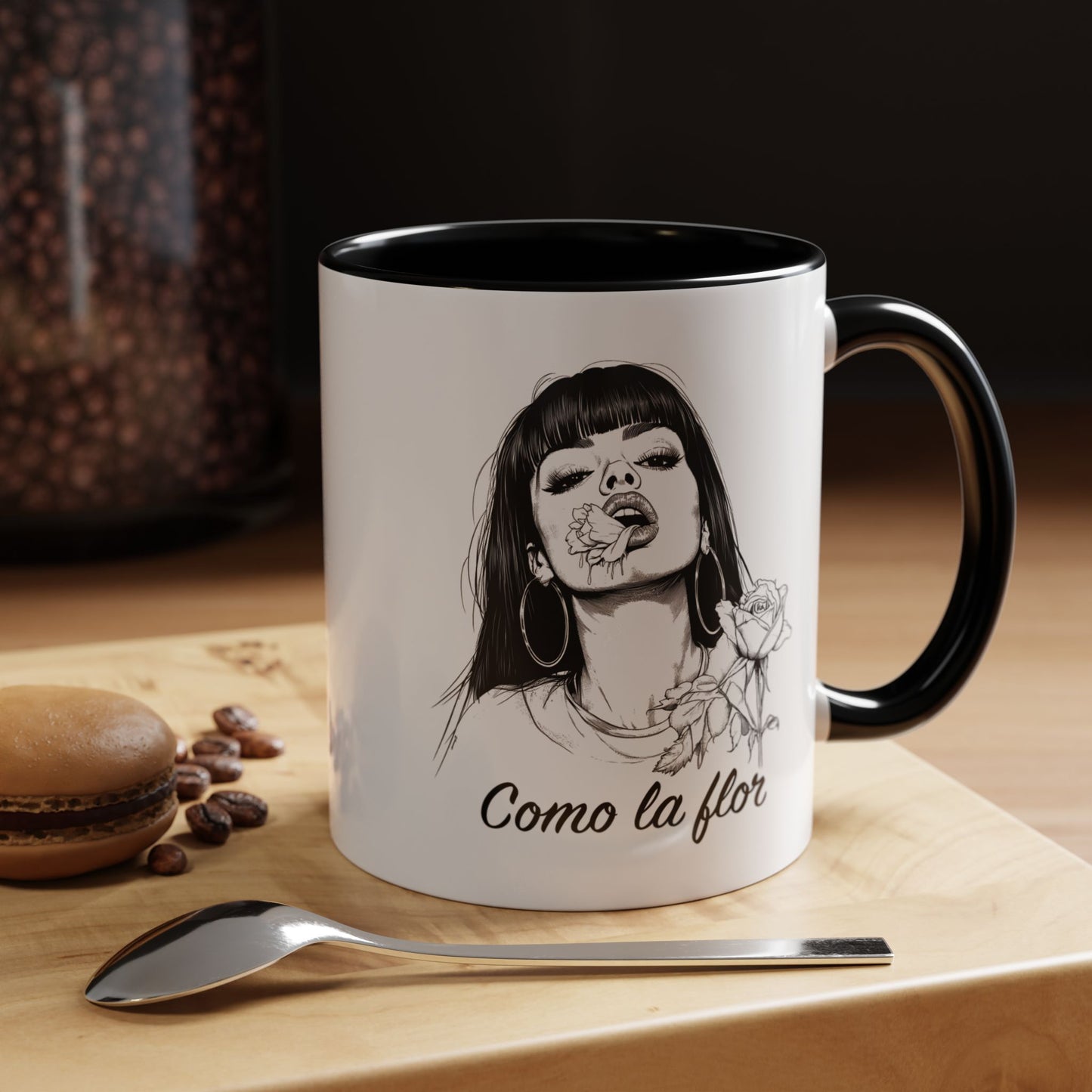 CholoNerd | Como La Flor Selena Mug | Chicano Mexican-American Art | Pop Culture-Inspired Products for the Chicano Community (11, 15oz)