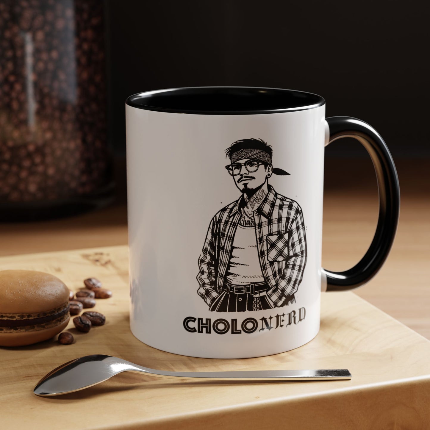 CholoNerd | Cholo with Glasses Mug | Chicano Mexican-American Art | Pop Culture-Inspired Products for the Chicano Community (11, 15oz)