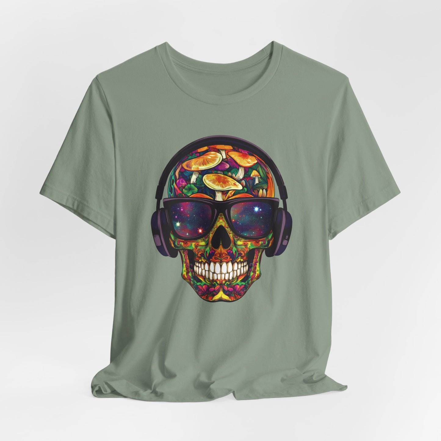 Galactic Mushroom Trip Sugar Skull Unisex T-Shirt by CholoNerd