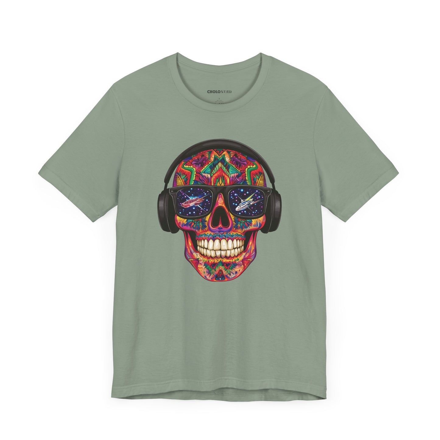 Galactic Aztec Spaceship Sugar Skull Unisex T-Shirt by CholoNerd