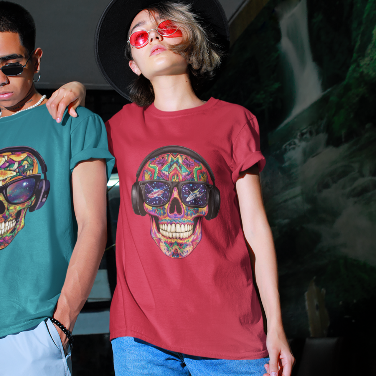 Galactic Aztec Spaceship Sugar Skull Unisex T-Shirt by CholoNerd