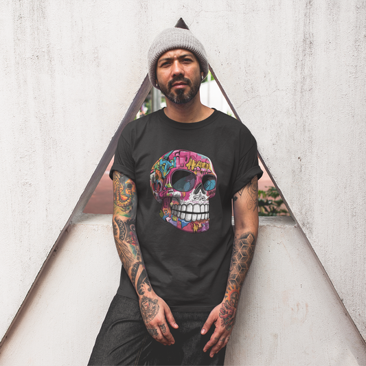 Graffiti Sugar Skull Unisex T-Shirt by CholoNerd